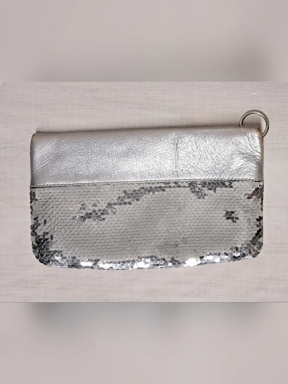 Coach Silver Sequin Poppy Wristlet